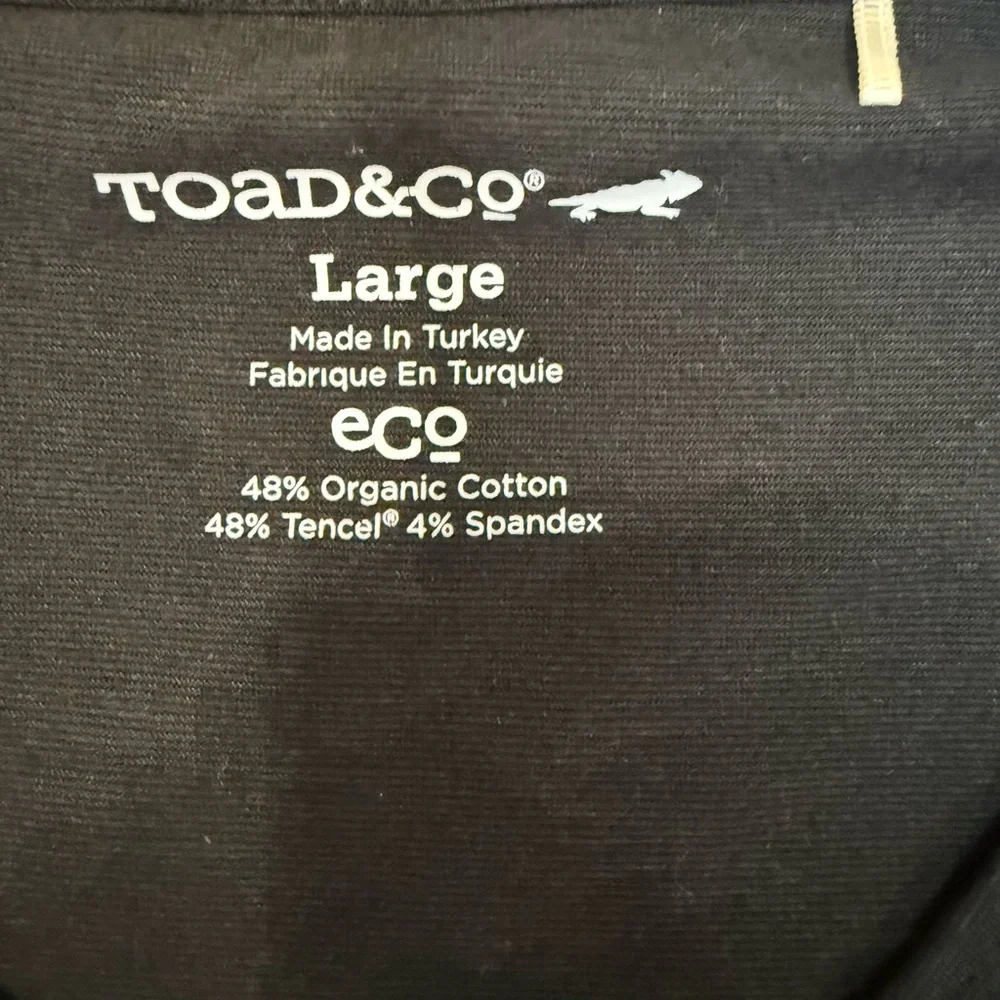 Toad&Co Eco V-Neck Long Sleeve Tee Black Organic Cotton Tencel Stretch L - Picture 3 of 5